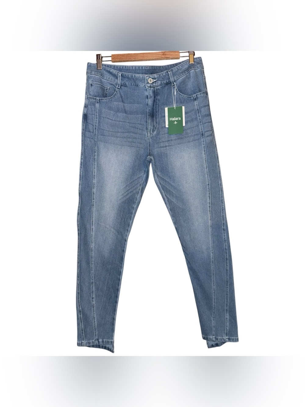 NWT HALARA Flex High Waisted Casual Skinny Jeans Pockets Medium Blue Large Tall - Picture 6 of 15